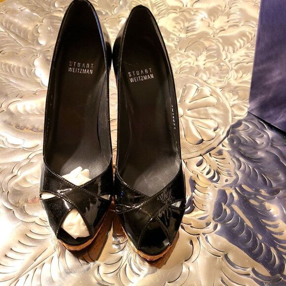 Expump black soft patent by Stuart Weitzman,  sz.7 med. - Picture 3 of 8